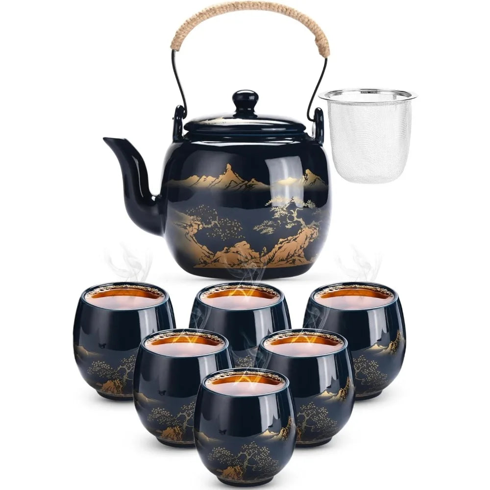 Japanese Porcelain Tea Set: Elegant Teapots & Cups Collection