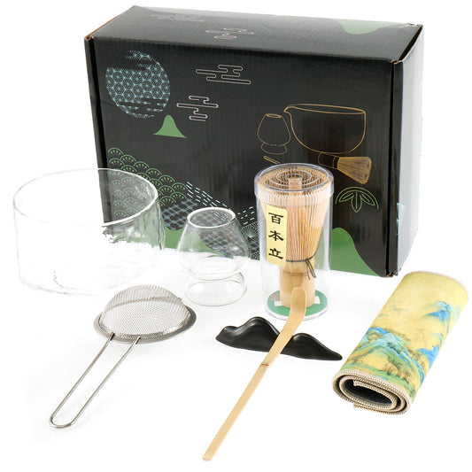 Glass Matcha Bowl & Whisk Set: Traditional Tea Making Kit